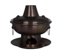 Pure Purple Copper Hot Pot - Thickened Multi-Person Mongolian Cookware for Family - Ideal for Chinese Charcoal Cooking & Authentic Hot Pot Experience 36cm