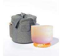 Pure Quartz Crystal Bowl, Crystal Singing Bowl 7 Notes 432Hz 440Hz Rainbow 8-12 inch With Case And Cushion(D Navel,440hz10’’)