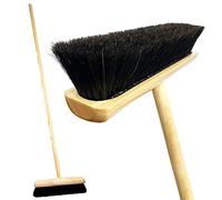 Pure Real Bristle Broom and Wooden Handle - Super Soft Indoor Sweeping Broom - Superior Cleaner with Varnished Stock and Resin Set Bristles