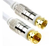 kenable Pure RG6 HD Satellite Cable TV F Type Screw Plug to Plug Gold 2m WHITE