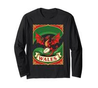 Pure Rugby Spirit Red Dragon Motif Long Sleeve T-Shirt