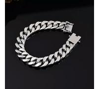 Pure S925 Silver Chain Men Women 14mm Cuban Link Bracelet 7-8inchL-20cm=7.87inch-85-88g