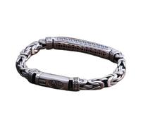 Pure S925 Silver Chain Men Women 6mm Long Tube Byzantine Link Bracelet-18cm=7inch-28-29g