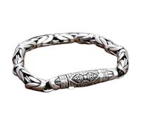 Pure S925 Silver Chain Men Women 7mm Vajra Byzantine Link Bracelet-18cm=7inch-40-41g