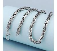 Pure S925 Silver Chain Women Men 4mm Byzantine Chain Necklace