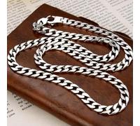 Pure S925 Silver Necklace Women Men 7mm Curb Chain