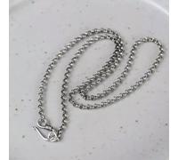 Pure S925 Silver Necklace Women's 3mm Chain Circle 16-32inchL