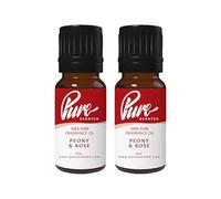 Pure Scented 20ml Fragrance Oils - 2 x 10ml Suitable for Candles, Soaps, Slime, Diffusers, Cosmetics, Wax Melts, Designer (2 x 10ml, Peony & Rose)