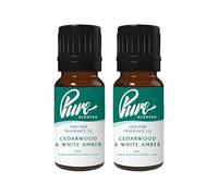 Pure Scented 20ml Fragrance Oils - 2 x 10ml Suitable for Candles, Soaps, Slime, Diffusers, Cosmetics, Wax Melts, Designer (2 x 10ml, Cedarwood & White Amber)