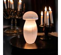 Pure Selenite Crystal Natural Light Mountain Tower Lamp Handmade Natural Energy Healing Clarity and Meditation Lamp Home Decoration TableLamp Mineral Christmas Occasion Gift (Mushroom Lamp 20cm)