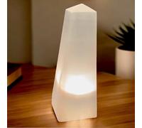 Pure Selenite Crystal Natural Light Mountain Tower Lamp Handmade Natural Energy Healing Clarity and Meditation Lamp Home Decoration TableLamp Mineral Christmas Occasion Gift (Pyramid lamp 30cm)