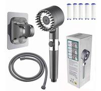 pure Shower Head with Filter 3Funct Water Saving System Eliminates Hard Water Easy Inll for All Faucets 2m Flexible Hose Enhances Shower Experience