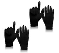 Pure Silk Glove Liners Pack of 2 | Soft & Comfortable | Touchscreen Inner Thermal Gloves | Natural Wear | Unisex | Wash Bag Included (Jet Black, Small)