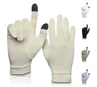 Pure Silk Glove Liners | Soft & Comfortable | Inner Thermal Gloves | Natural Wear | Unisex | Wash Bag Included (Cream, Medium)