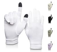Pure Silk Glove Liners | Soft & Comfortable | Inner Thermal Touchscreen Gloves | Natural Wear | Unisex | Wash Bag Included (Off-White, Medium)