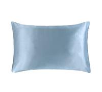 Pure Silk Pillowcase 1 Pcs Mulberry Silk Pillowcase With Hidden Zipper Nature Pillow Case For Healthy Standard Queen King Satin(Light blue,51x66 cm)