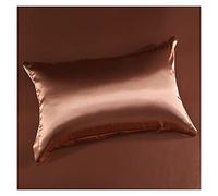 Pure Silk Pillowcase 1PC/2PCs Mulberry Silk Pillowcase 48X74CM Solid Natural Healthy Bedding Pillows Case Comfortable Sets(Light coffee,48x74cm 1pc)