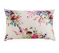 Pure Silk Pillowcase Nature Mulberry Floral Silk Pillowcase Zipper Pillowcases Pillow Case For Healthy Standard Queen King(7,40x60 cm)