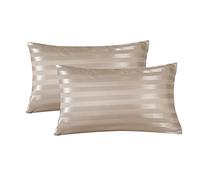 Pure Silk Pillowcase Satin Silk Pillow Case Solid Color Strip Cover High-end Cases King Safe No Zipper Pillowcases For Home(Light khaki,20x40in)