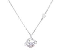 Pure Silver Planet Necklace a Light Luxury Niche And High-End Collarbone Chain New Constellation Jewelry Birthday Gift Accessories