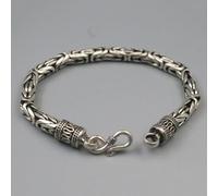 Pure Silver S925 Silver Bracelet Men's 6mm Byzantine Link 8.26inchL