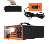 Pure Sine Power Wave Inverter 3000W, RV Camping 12V to 230V 240V Converter, with 6000W LCD Display 5M Remote Control Metal Body, for Off Grid Travel Semi Truck Trailer Power Outage Orange