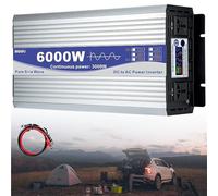 Pure Sine Wave Inverter 3000W-12000W, DC 12V/24V/48V to AC 110V/220V Voltage Converter with Display & Sockets for Car, Caravan, Boat & Camping Use