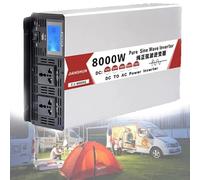 Pure sine wave inverter, 4000W/5000W/6000W/8000W DC 12V/24V/48V/60V/72V to AC 110V /220V 230V 240V Voltage Converter Transformer with LCD Display USB Ports,for home,Camping,Outdoor(8000W,60Vto110V)