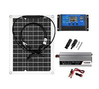 Pure Sine Wave Power Inverter 1500W 12V to 220V, Solar Power System Kit with Battery Charger, Includes 300W Solar Panel and 10-60A Charge Controller