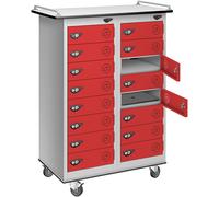 Pure Sixteen Door Flame Red Laptop Trolley (with dual USB-A charging)