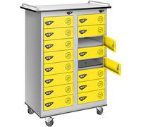 Pure Sixteen Door Lemon Yellow Laptop Trolley (with charging)