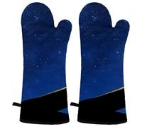 Pure Slice Heat Resistant Oven Mitts, 2 Pairs Non-Slip Silicone & Cotton Lining, Flexible Kitchen Gloves for Baking, Grilling, Cooking, Microwave & Air Fryer (Black & Gray)
