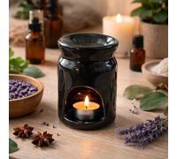 Pure Source India Ceramic Aroma Burner (4 x 2.4 inch, Black)