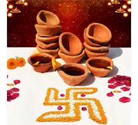 Pure Source India Natural Clay Traditional Diwali Ke Diye | Earthen Clay Diya | Mitti Ka Diva | Diyas for Pooja | Multipurpose Diya | Pooja Items (Set of 24)