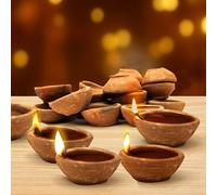 Pure Source India Natural Clay Traditional Diwali Ke Diye | Earthen Clay Diya | Mitti Ka Diva | Diyas for Pooja (Set of 30 Pieces)