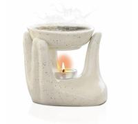 Pure Source India Oil Burner for Home, Office, with 1 Tea Light Candle, Made by Porcelain (Dotted White)