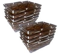 10 x Pure Source Nutrition Natural Bamboo Baskets, S, M, L, XL, XXL for Gift Hampers Christmas Birthday Present Christening Baby Shower Empty Tray Shallow Storage Basket Biodegradable (Small)