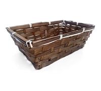 1x Pure Source Nutrition Natural Bamboo Baskets, S, M, L, XL, XXL for Gift Hampers Christmas Birthday Present Christening Baby Shower Empty Tray Shallow Storage Basket Biodegradable (Small)