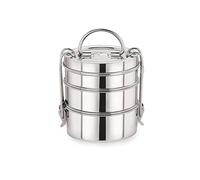 Pure Stainless Steel Lunch Tiffin Box Containing 3 Tier Food Storage Container With Lid And Handle For School, Office, Home - Pack Of 1 Tiffin Box