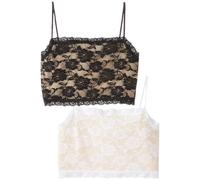 PURE STYLE Girlfriends Camiflage Bralette (Pack of Two), Black/Nude, Medium