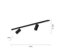 PURE Technik LED track light, 2-bulb, black