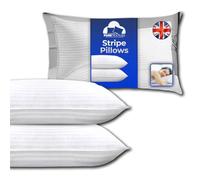 PURE TEXTILES Stripe Pillows 2 Pack - Super Support Firm Pillows Side Sleeper Bed Pillows for Neck and Shoulder Pain Relief - Hypoallergenic Pillow, Standard Size Hotel Pillows (48cm x 74cm) (2)