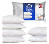 PURE TEXTILES Stripe Pillows 6 Pack - Super Support Firm Pillows Side Sleeper Bed Pillows for Neck and Shoulder Pain Relief - Hypoallergenic Pillow, Standard Size Hotel Pillows (48cm x 74cm)
