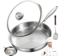 Pure Titanium Frying Pan, Titanium Pans for Cooking Non Stick, Uncoated Heat Durable & Scratch-Resistant, Dishwasher-Friendly, for Stove, Induction Cooker (28cm/11in)
