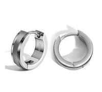 Pure Titanium Silver Round Hoop Huggie Earrings 4mm*13mm
