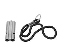 Pure Titanium Whistle with Lanyard, High Decibel Emergency Whistle, Double Tube Survival Whistle with Super Loud 120dB Sound, Lightweight 11g Waterproof Whistle for Camping Hiking
