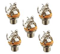 Pure Tone Multi-Contact 1/4 inch Mono Output Jack 5 PACK | Dual Tension Grounds & Dual Positive Tips for Optimal Signal, Tone & Lowest Possible Noise