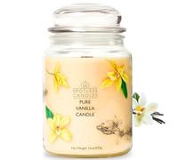 Pure Vanilla Candle 623g: 85 Hour Burn Time - Crackling Wooden Wick Candle in Luxury Gold Foil Lined Gift Box by Spotless Leopard - Big Scented Candles