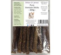 Pure Venison Sticks for Dogs by Britten and James (200g) 100% Natural