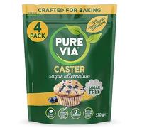 Pure Via Baker’s Secret Caster Sugar Alternative - Plant Based, Keto and Vegan Friendly Sweetener with Acacia Gum - 370G (Pack of 4)